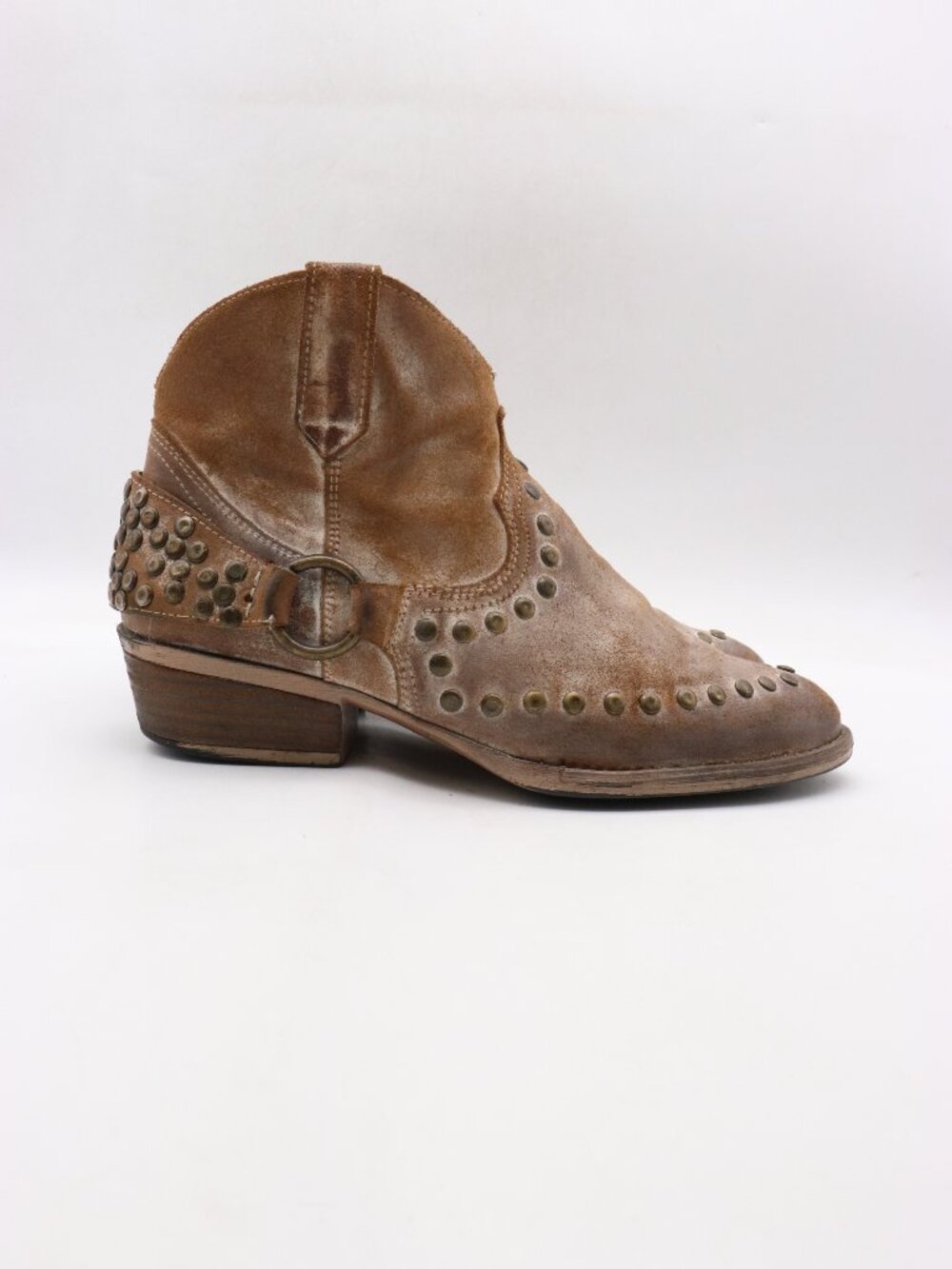 Circle G by Corral Women's 11 Brown Leather Harness and Studs Shortie Boot